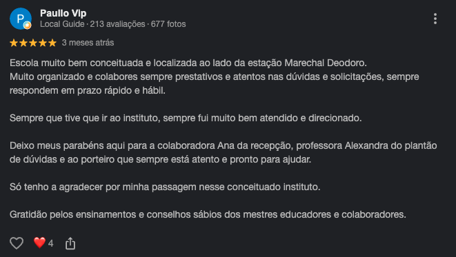 Depoimento de aluno INED